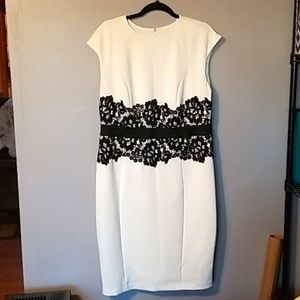 <NEW YORK & COMPANY> White Lined Sheath Dress